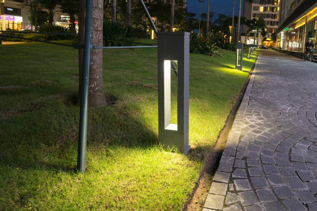 grey dome bollard lighting