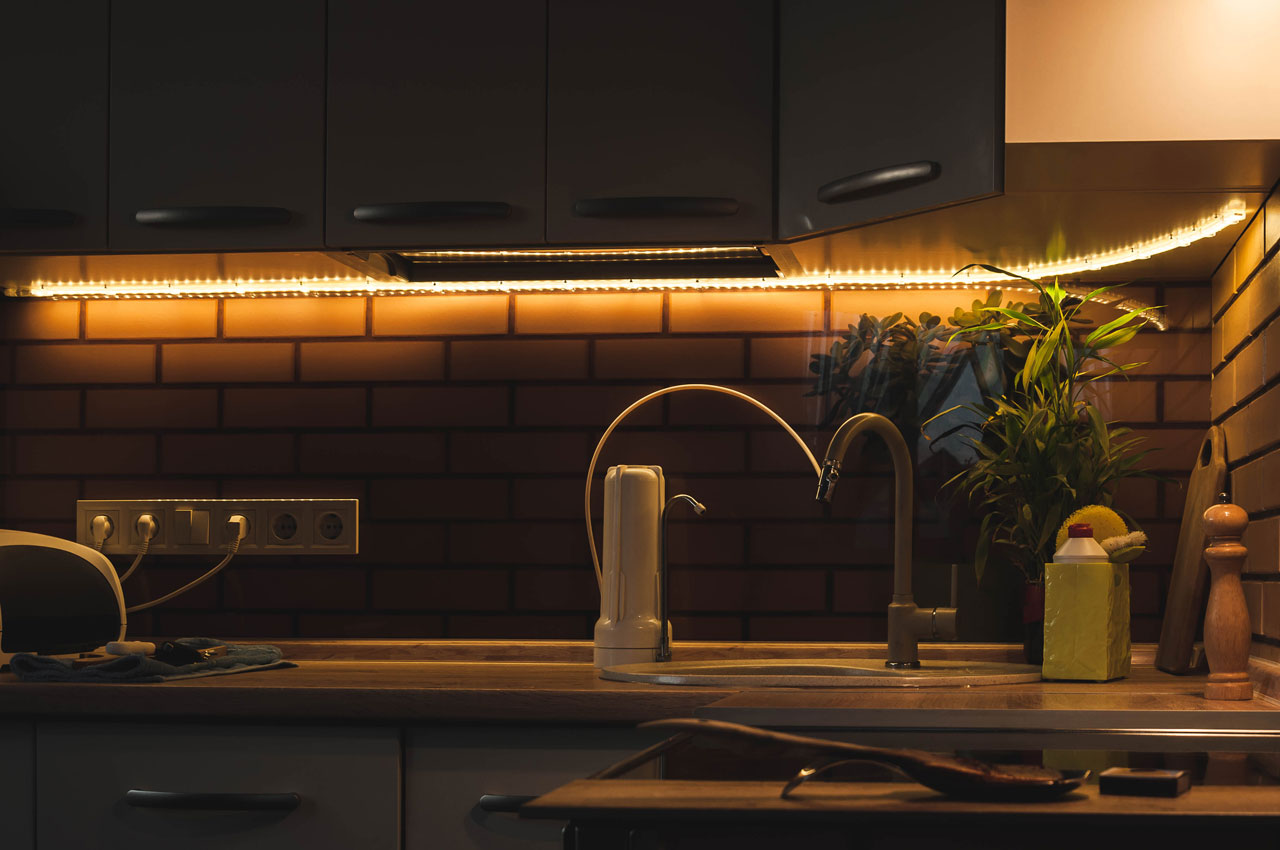 Winter Kitchen Lighting, LED Strip lighting.