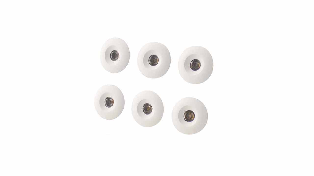 Set of 6 LED Fire Rated Mini Downlights IP65 3000K. Interior Lighting.