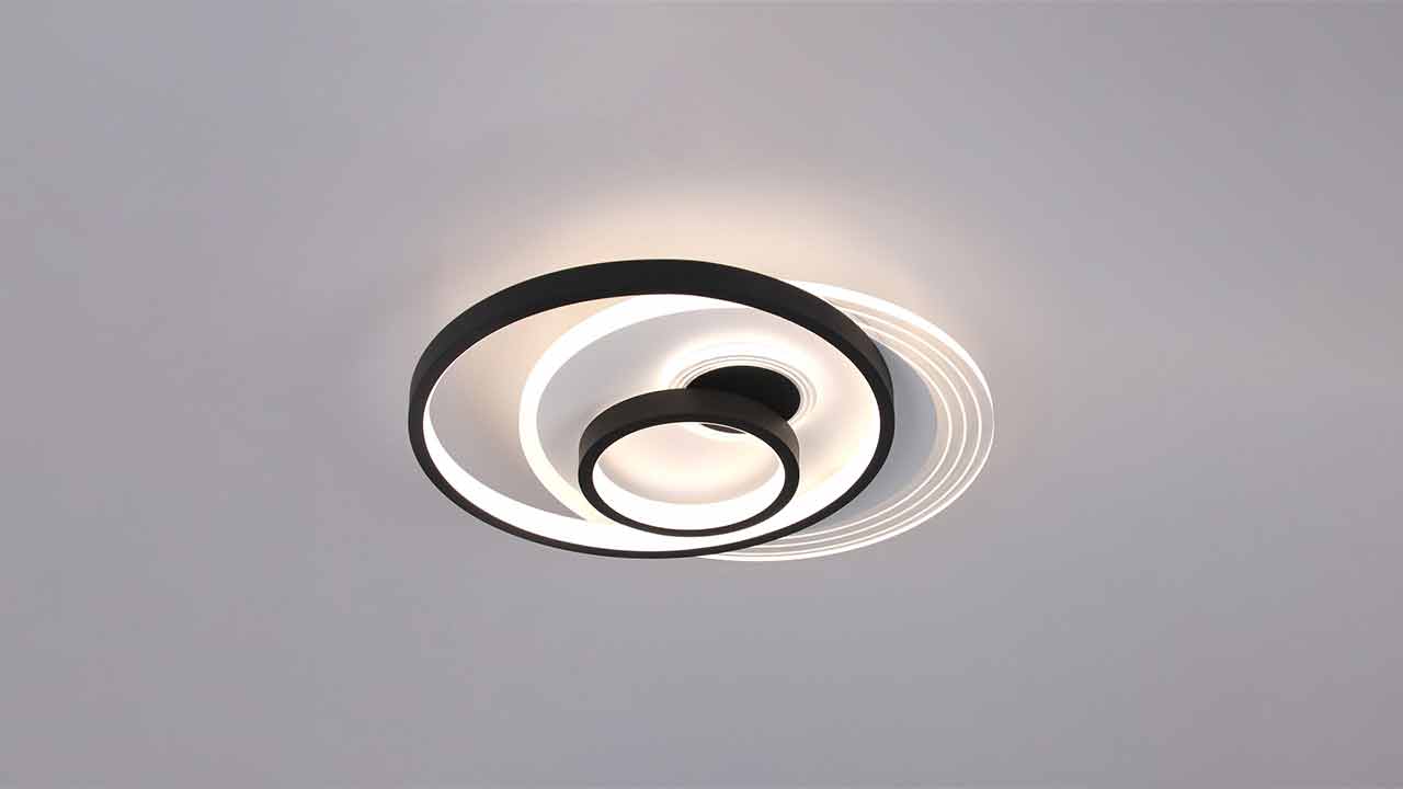 Round LED Ceiling Flush Light in Black Finish.