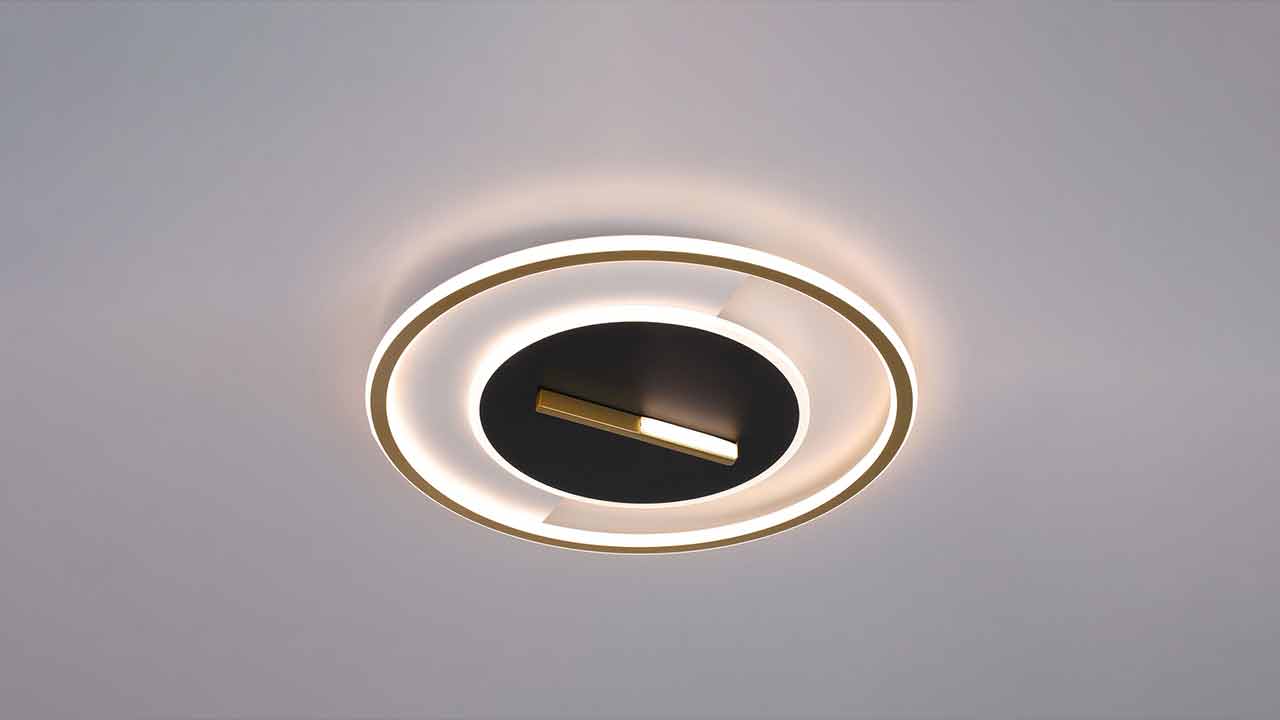 Contemporary LED Flush Light in Black and Gold. Flush Lights