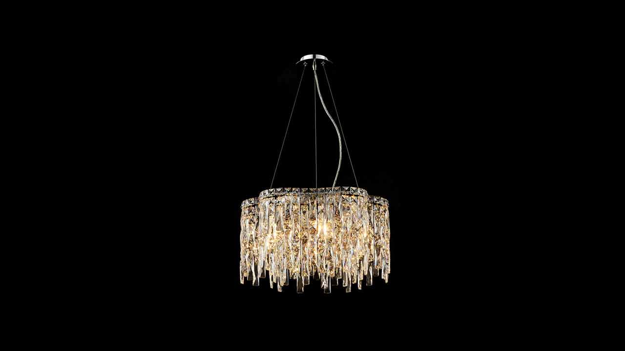 Small Crystal Ceiling Chandelier in Chrome E14