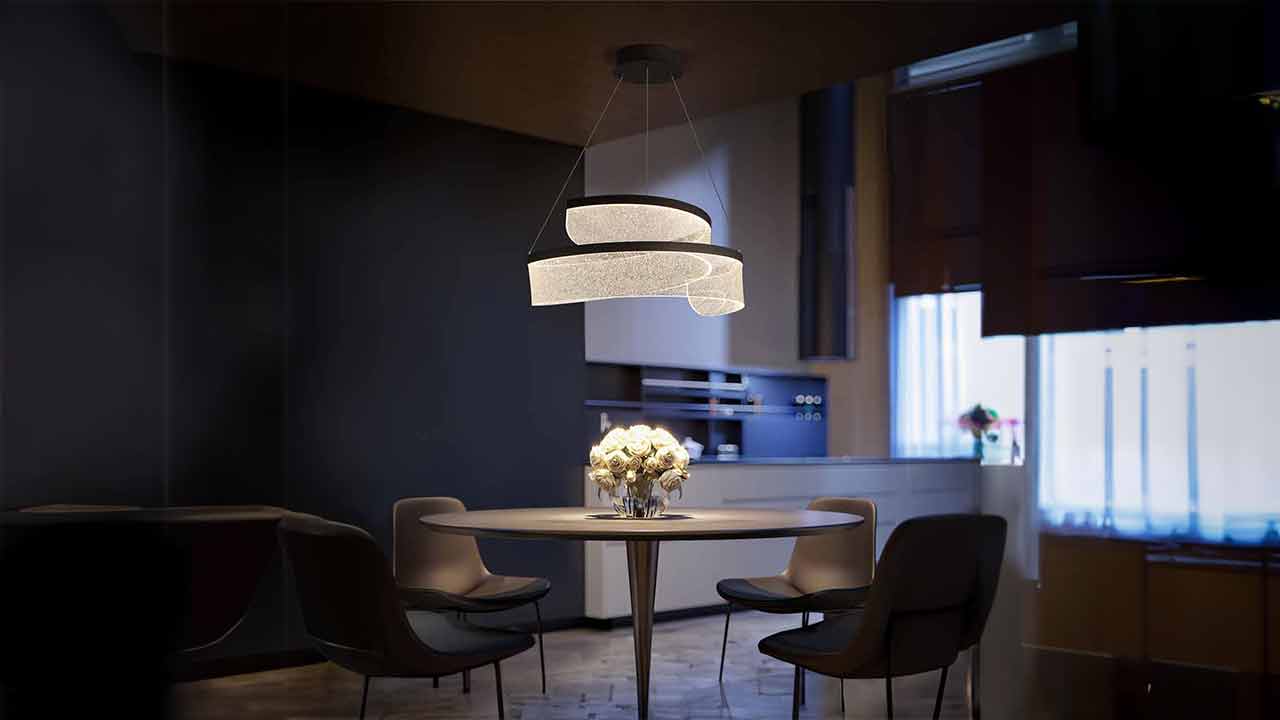 Modern LED Integrated Pendant Light Fixture. Interior Lighting Ideas. LED Pendant Light.