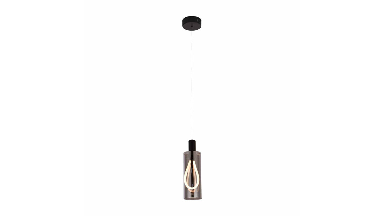 Single Tube LED Pendant Light with Smoky Glass Shade. Winter Lighting trends.
