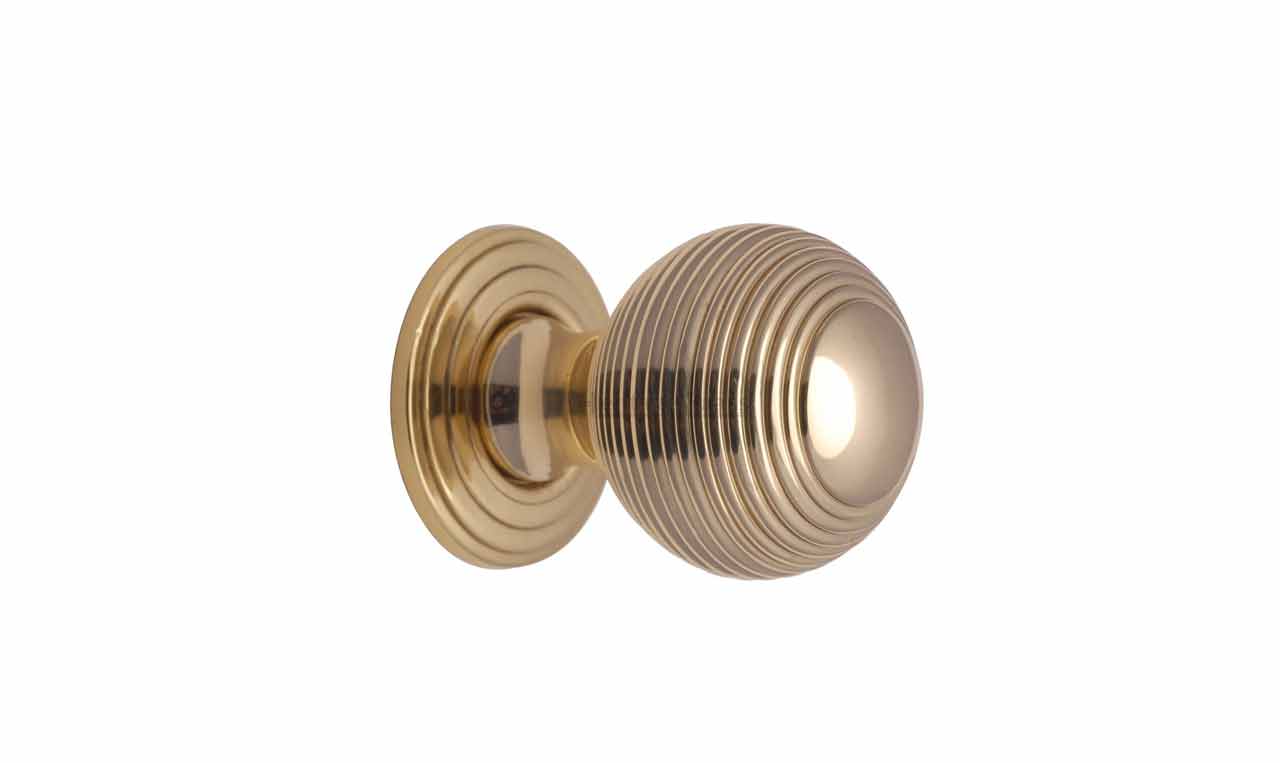 Reeded Cabinet Knob with Base. Cabinet Hardware.