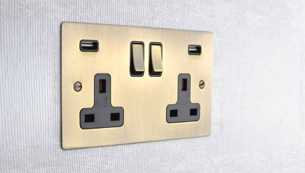Antique Brass USB Socket from Heritage Brass